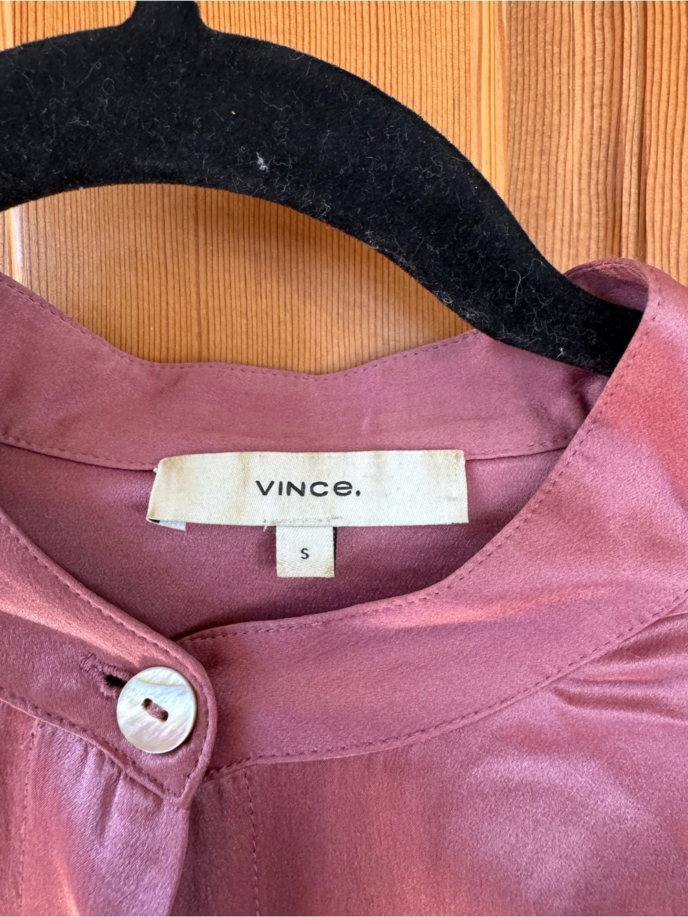 Vince Silk Button Blouse in Mauve Pink
